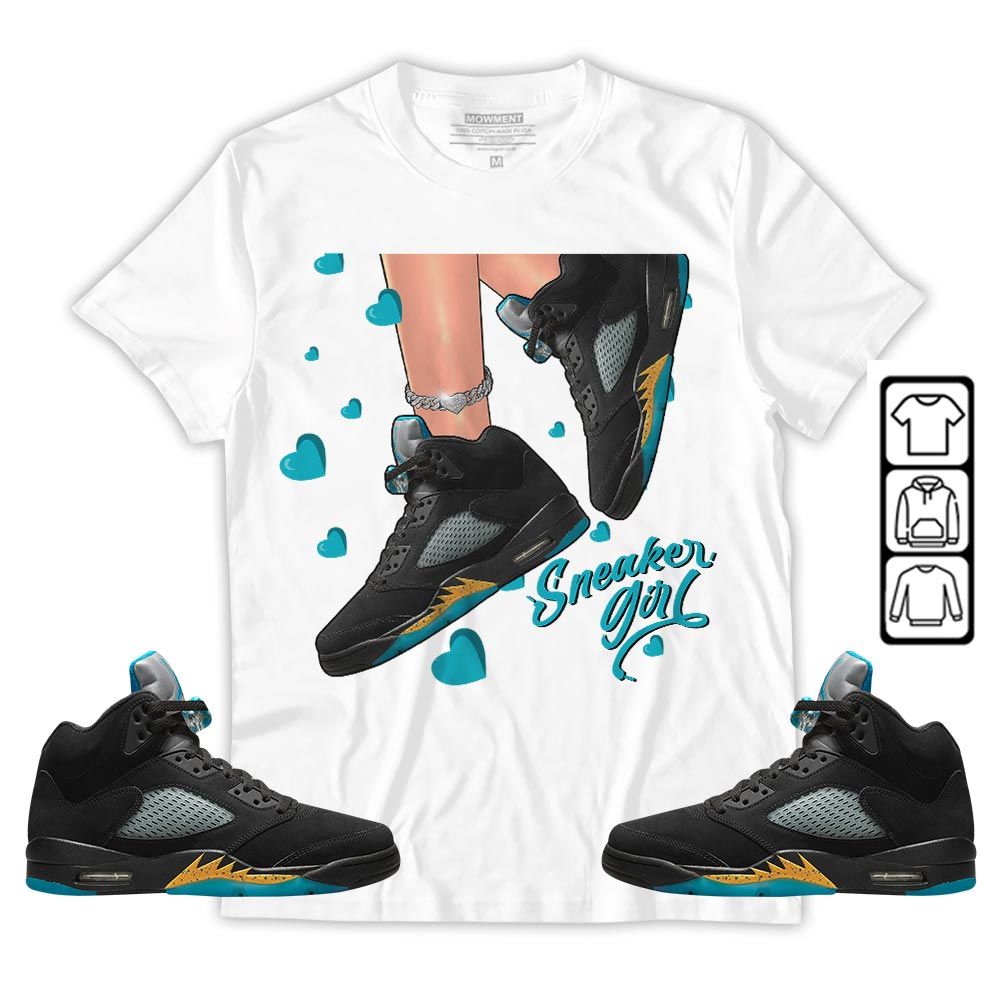 SNEAKER Girl Heart Sneaker Shirt Match 2023 Retro Aqua 5s, Jordan 5 Aqua MKO T-Shirt SNEAKER Girl Heart Sneaker Shirt Match 2023 Retro Aqua 5s, Jordan 5 Aqua MKO T-Shirt