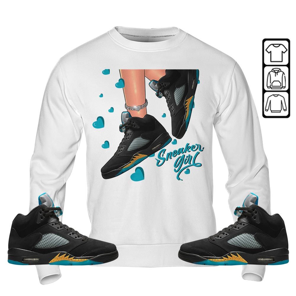 SNEAKER Girl Heart Sneaker Shirt Match 2023 Retro Aqua 5s, Jordan 5 Aqua MKO T-Shirt SNEAKER Girl Heart Sneaker Shirt Match 2023 Retro Aqua 5s, Jordan 5 Aqua MKO T-Shirt