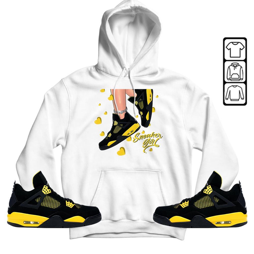 SNEAKER Girl Heart Sneaker Shirt Match 2023 Thunder 4s, Jordan Retro 4 Thunder MKO T-Shirt