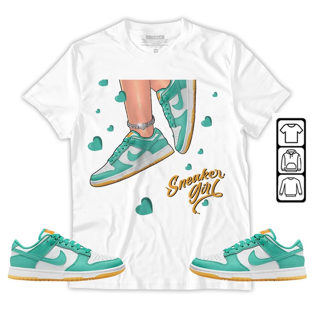 SNEAKER Girl Heart Sneaker Shirt Match Dunk Low Turquoise, Dunk Low Teal Zeal MKO T-Shirt
