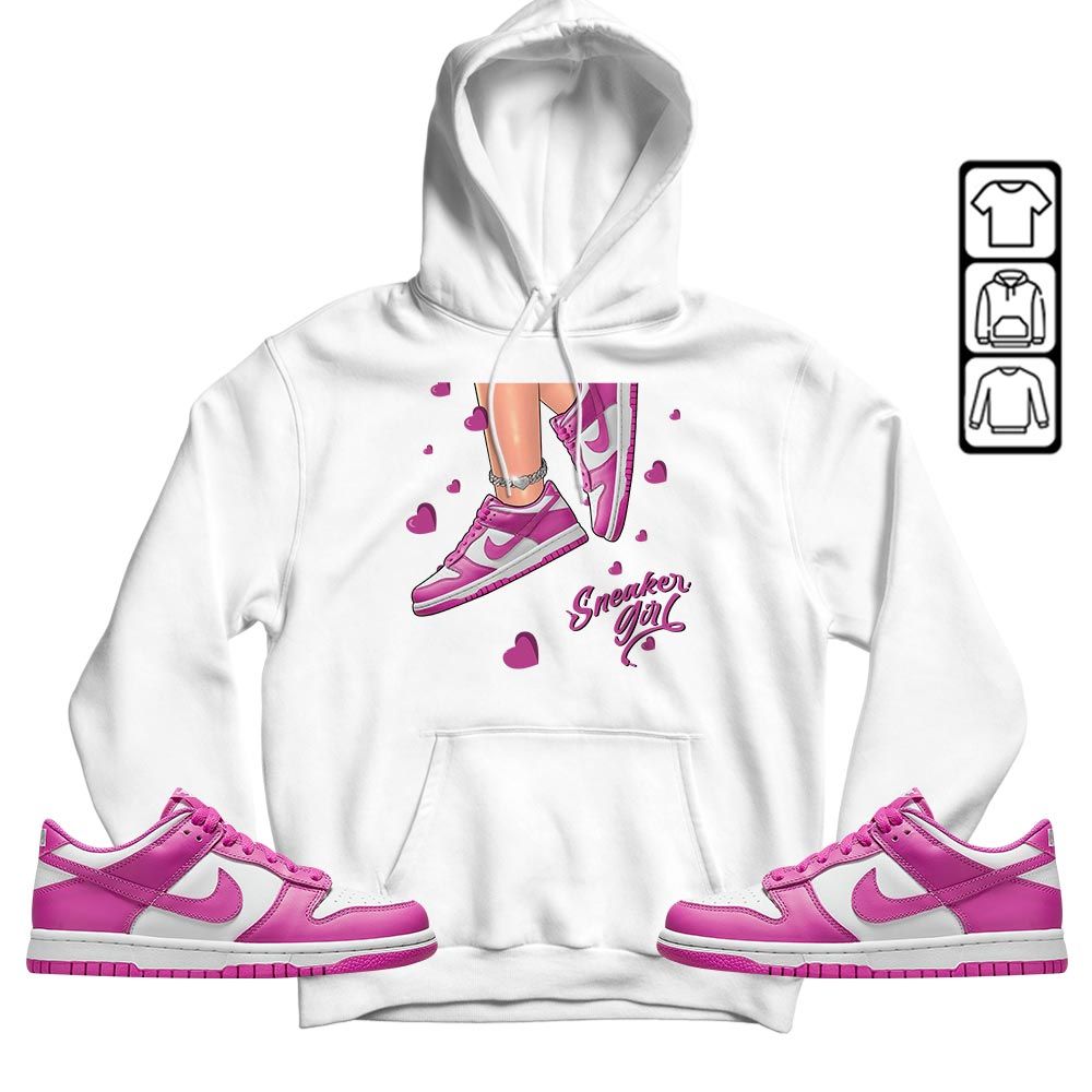 SNEAKER Girl Heart Sneaker Shirt Match GS Active Fuchsia, Dunk Low Active Fuchsia MKO T-Shirt