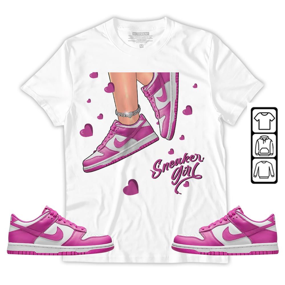 SNEAKER Girl Heart Sneaker Shirt Match GS Active Fuchsia, Dunk Low Active Fuchsia MKO T-Shirt