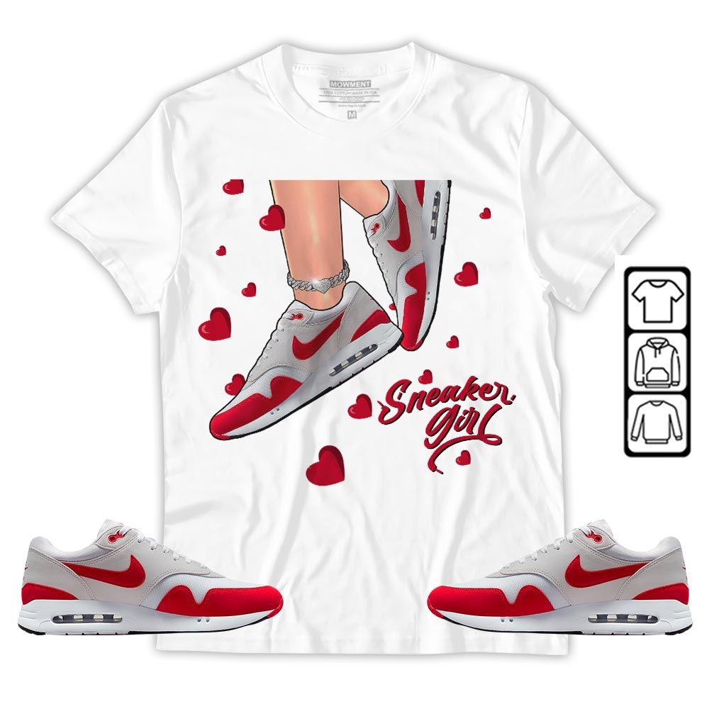 SNEAKER Girl Heart Sneaker Shirt Match Max 1 86 University Red, Air Max 1 86 Big Bubble MKO T-Shirt SNEAKER Girl Heart Sneaker Shirt Match Max 1 86 University Red, Air Max 1 86 Big Bubble MKO T-Shirt