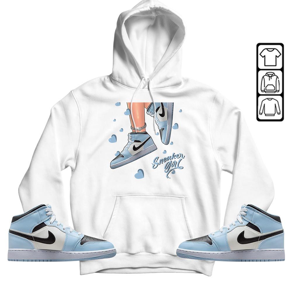 SNEAKER Girl Heart Sneaker Shirt Match Mid Ice Blue 1s, Jordan 1 Mid Ice Blue MKO T-Shirt SNEAKER Girl Heart Sneaker Shirt Match Mid Ice Blue 1s, Jordan 1 Mid Ice Blue MKO T-Shirt