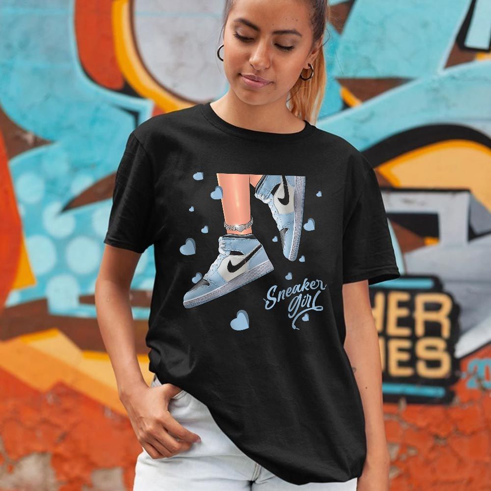 SNEAKER Girl Heart Sneaker Shirt Match Mid Ice Blue 1s, Jordan 1 Mid Ice Blue MKO T-Shirt SNEAKER Girl Heart Sneaker Shirt Match Mid Ice Blue 1s, Jordan 1 Mid Ice Blue MKO T-Shirt