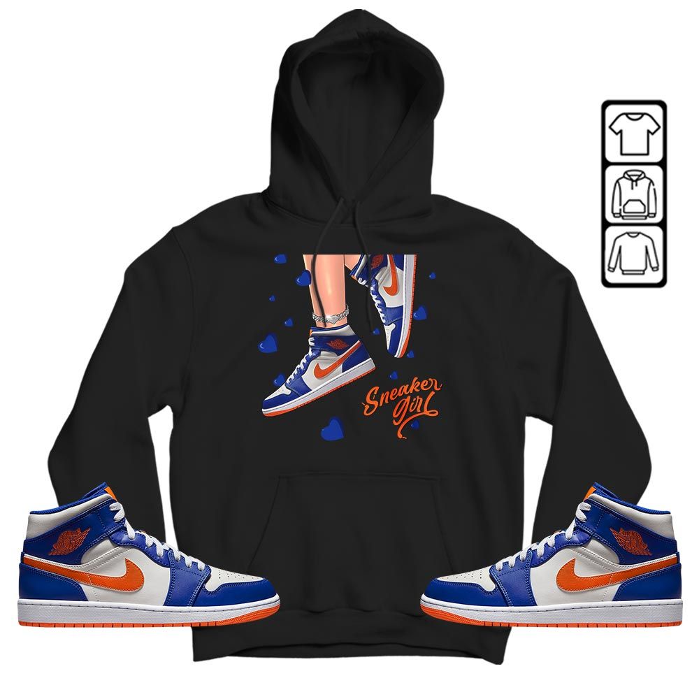 SNEAKER Girl Heart Sneaker Shirt Match Mid Knicks 1s, Jordan 1 Mid Knicks MKO T-Shirt SNEAKER Girl Heart Sneaker Shirt Match Mid Knicks 1s, Jordan 1 Mid Knicks MKO T-Shirt