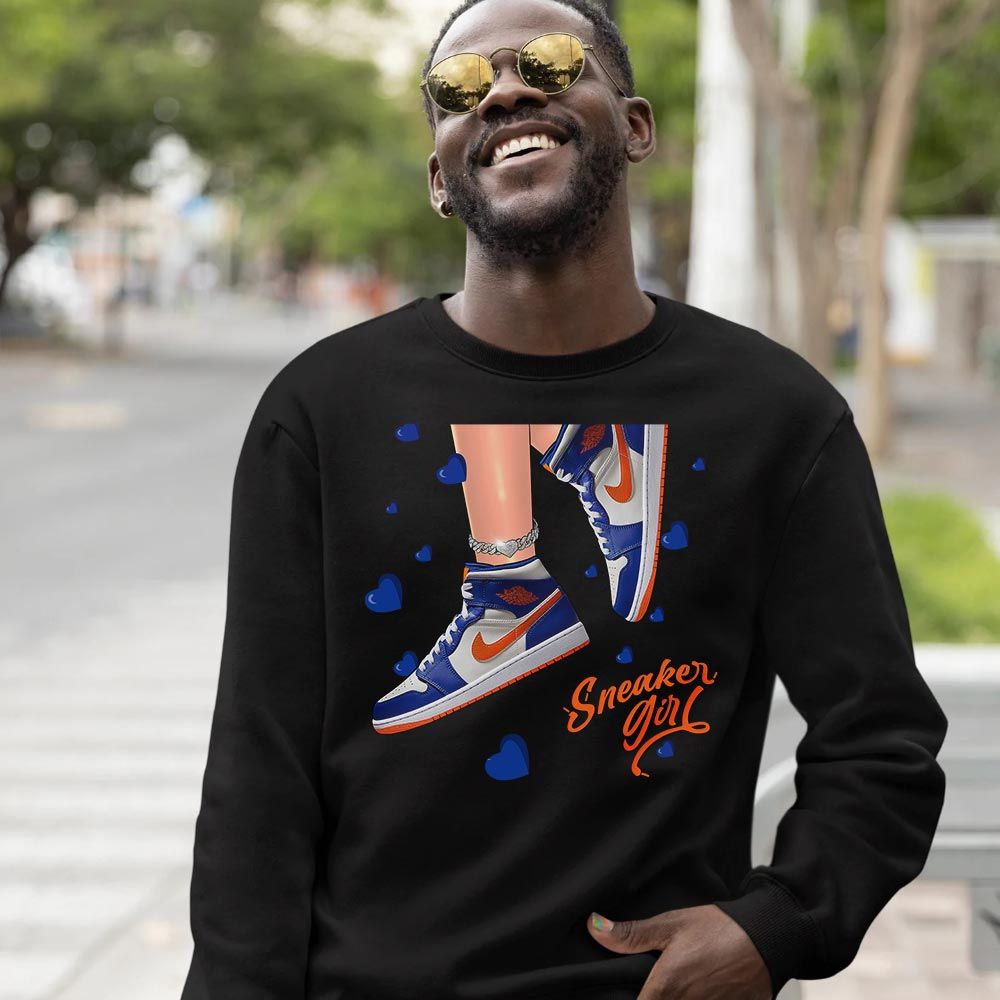 SNEAKER Girl Heart Sneaker Shirt Match Mid Knicks 1s, Jordan 1 Mid Knicks MKO T-Shirt SNEAKER Girl Heart Sneaker Shirt Match Mid Knicks 1s, Jordan 1 Mid Knicks MKO T-Shirt