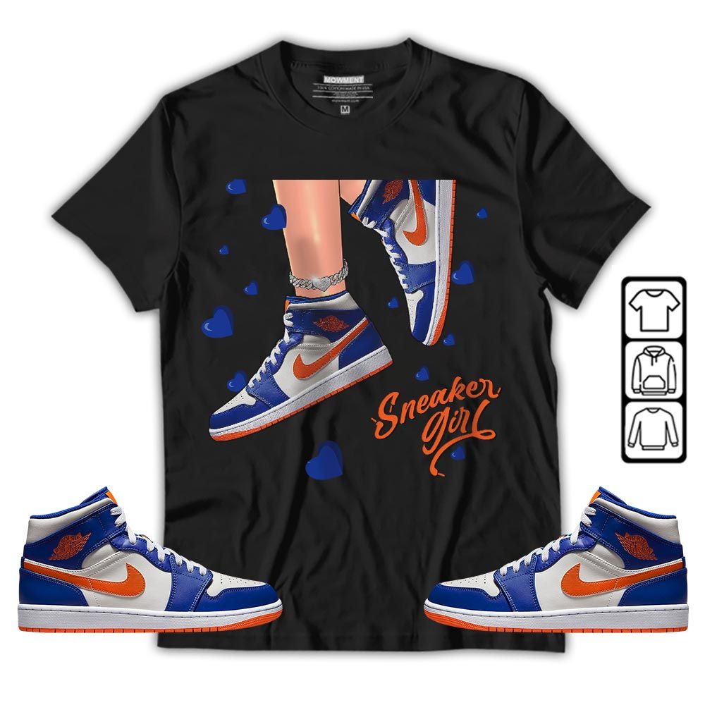 SNEAKER Girl Heart Sneaker Shirt Match Mid Knicks 1s, Jordan 1 Mid Knicks MKO T-Shirt