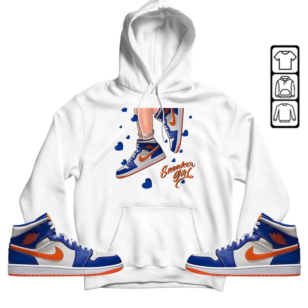 SNEAKER Girl Heart Sneaker Shirt Match Mid Knicks 1s, Jordan 1 Mid Knicks MKO T-Shirt SNEAKER Girl Heart Sneaker Shirt Match Mid Knicks 1s, Jordan 1 Mid Knicks MKO T-Shirt