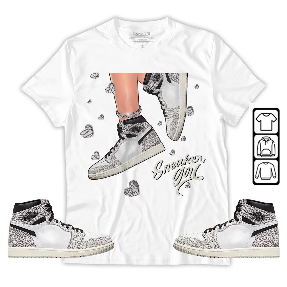 SNEAKER Girl Heart Sneaker Shirt Match OG Elephant 1s, Jordan 1 White Cement MKO T-Shirt SNEAKER Girl Heart Sneaker Shirt Match OG Elephant 1s, Jordan 1 White Cement MKO T-Shirt