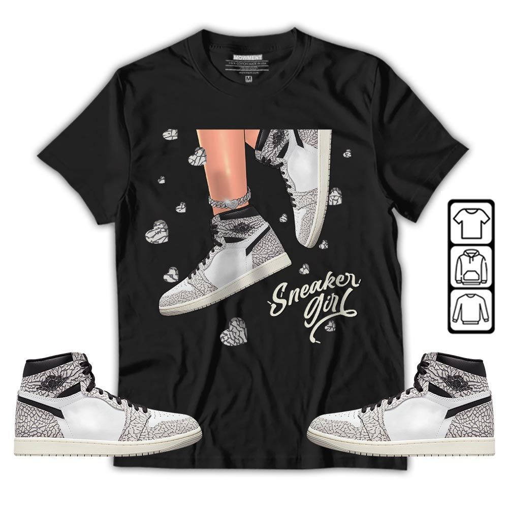 SNEAKER Girl Heart Sneaker Shirt Match OG Elephant 1s, Jordan 1 White Cement MKO T-Shirt