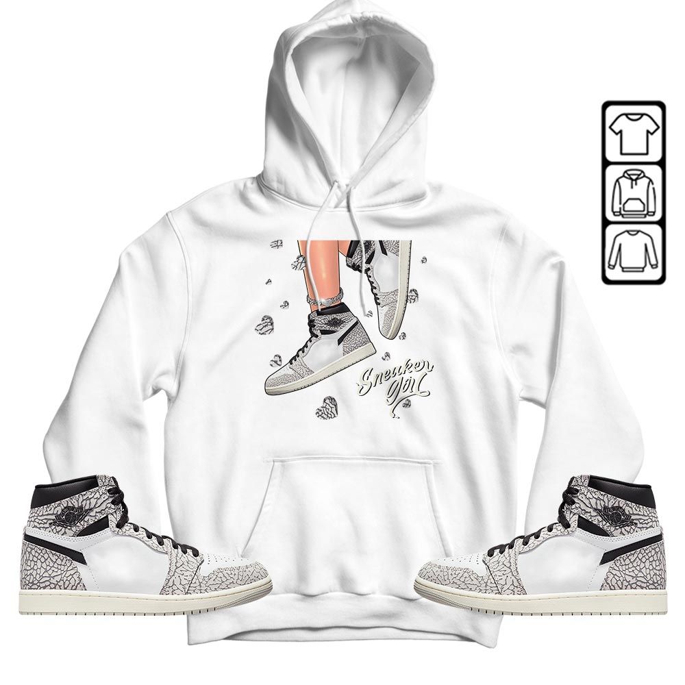 SNEAKER Girl Heart Sneaker Shirt Match OG Elephant 1s, Jordan 1 White Cement MKO T-Shirt