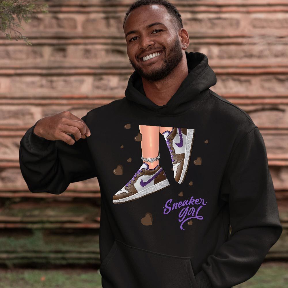 SNEAKER Girl Heart Sneaker Shirt Match Purple Mocha 1s, Jordan 1 Low Purple Mocha MKO T-Shirt SNEAKER Girl Heart Sneaker Shirt Match Purple Mocha 1s, Jordan 1 Low Purple Mocha MKO T-Shirt