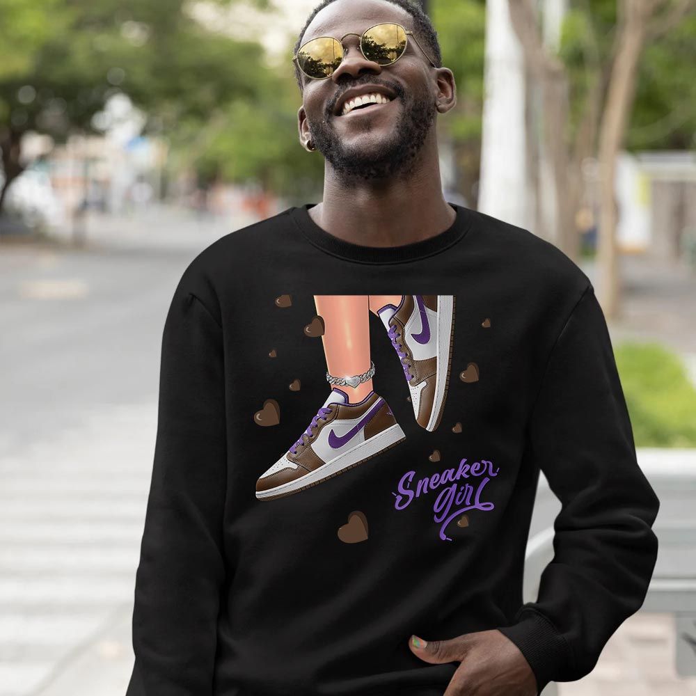 SNEAKER Girl Heart Sneaker Shirt Match Purple Mocha 1s, Jordan 1 Low Purple Mocha MKO T-Shirt SNEAKER Girl Heart Sneaker Shirt Match Purple Mocha 1s, Jordan 1 Low Purple Mocha MKO T-Shirt