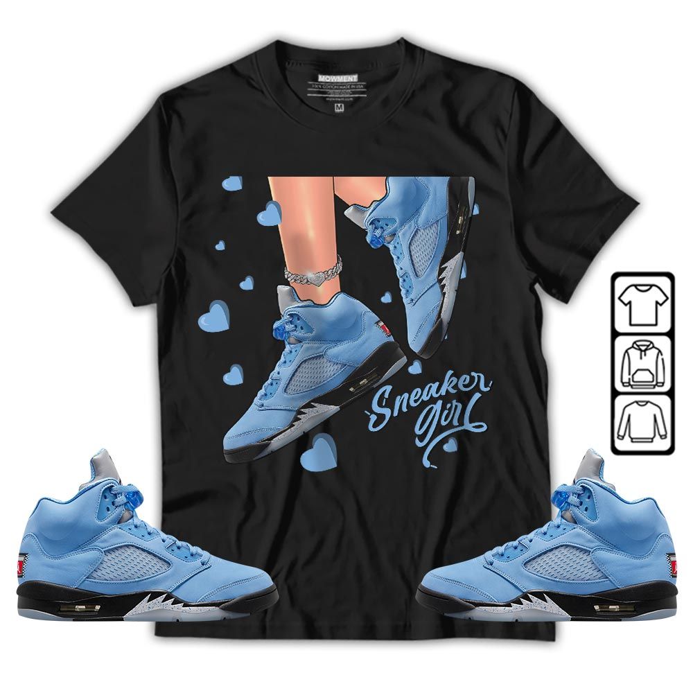 SNEAKER Girl Heart Sneaker Shirt Match Retro University Blue 5s, Jordan 5 University Blue MKO T-Shirt SNEAKER Girl Heart Sneaker Shirt Match Retro University Blue 5s, Jordan 5 University Blue MKO T-Shirt