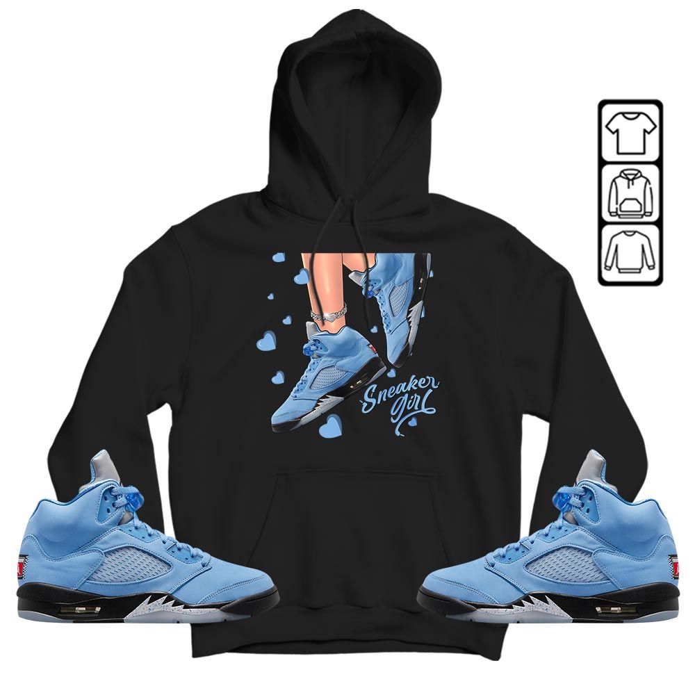 SNEAKER Girl Heart Sneaker Shirt Match Retro University Blue 5s, Jordan 5 University Blue MKO T-Shirt SNEAKER Girl Heart Sneaker Shirt Match Retro University Blue 5s, Jordan 5 University Blue MKO T-Shirt
