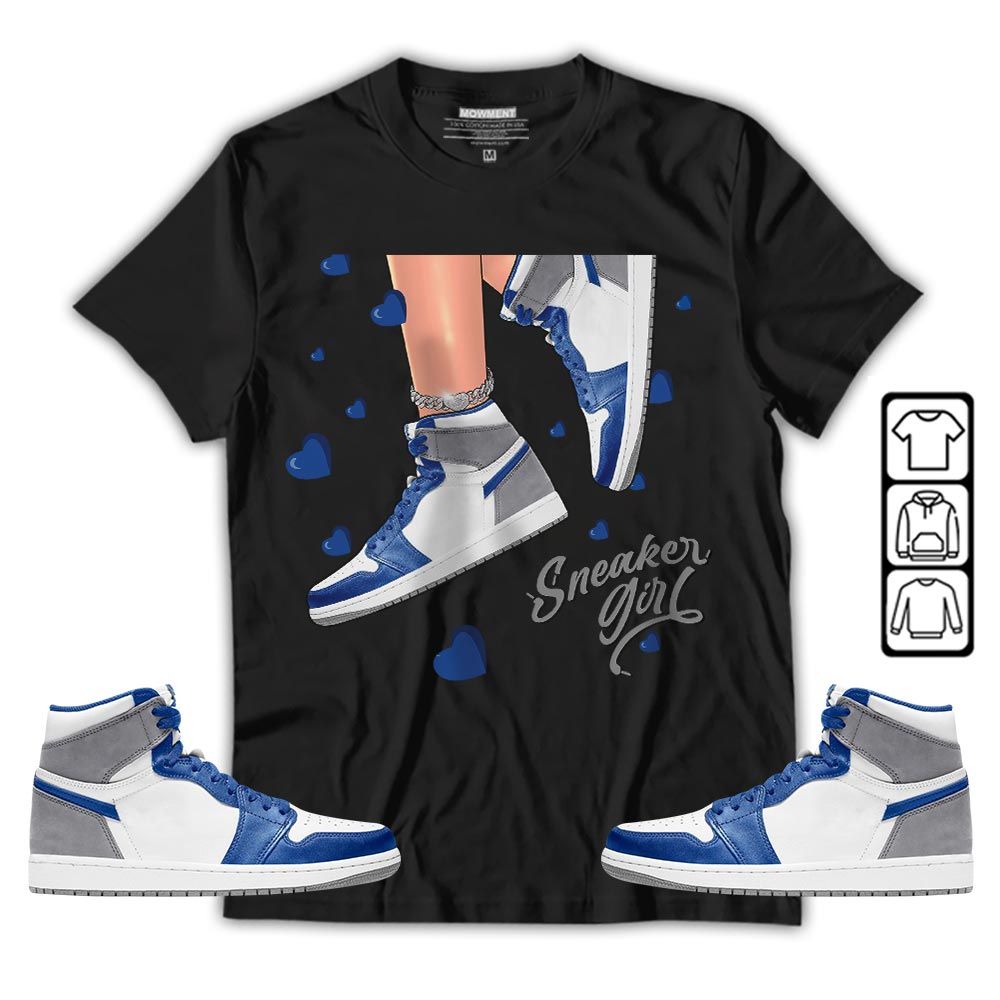 SNEAKER Girl Heart Sneaker Shirt Match True Blue 1s, Jordan 1 High OG True Blue MKO T-Shirt SNEAKER Girl Heart Sneaker Shirt Match True Blue 1s, Jordan 1 High OG True Blue MKO T-Shirt