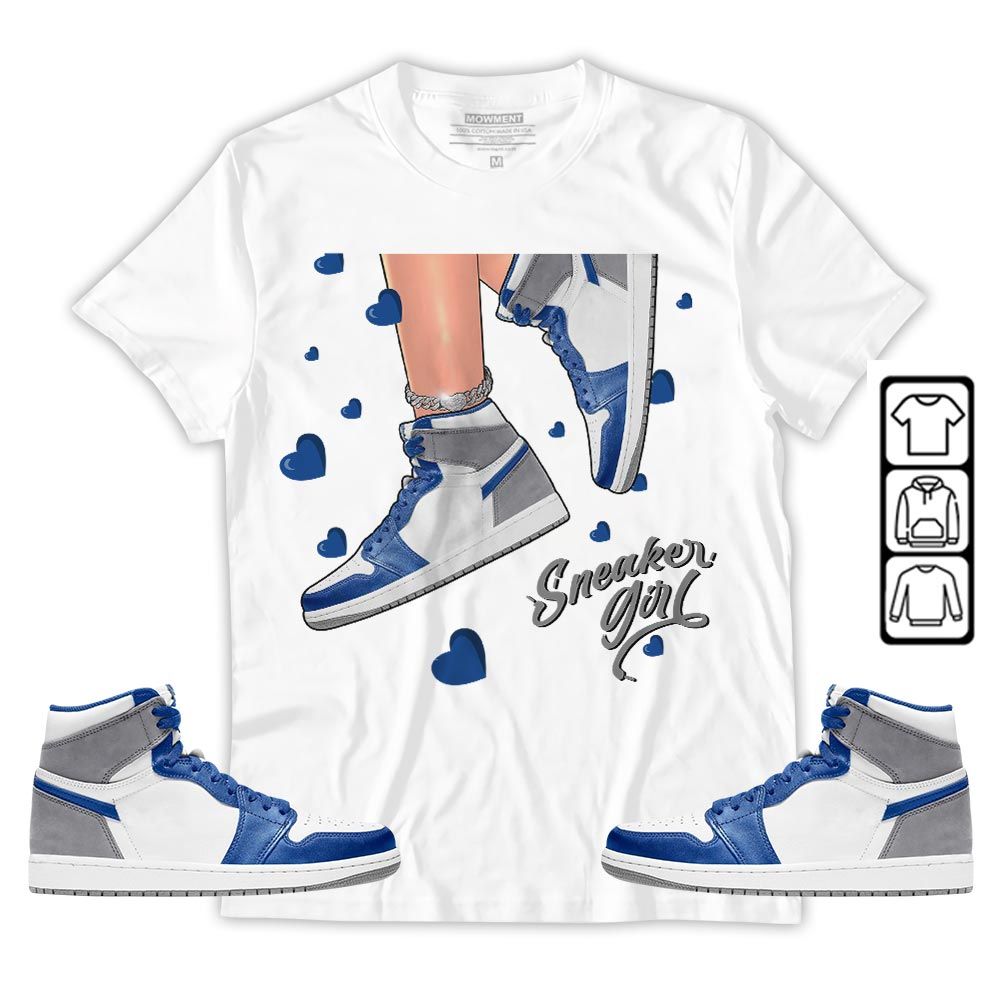 SNEAKER Girl Heart Sneaker Shirt Match True Blue 1s, Jordan 1 High OG True Blue MKO T-Shirt SNEAKER Girl Heart Sneaker Shirt Match True Blue 1s, Jordan 1 High OG True Blue MKO T-Shirt