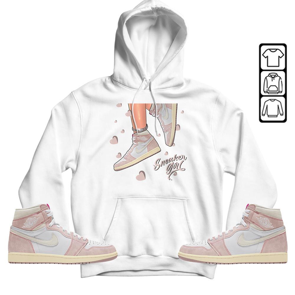 SNEAKER Girl Heart Sneaker Shirt Match Washed Pink 1s, Jordan 1 High OG Washed Pink MKO T-Shirt