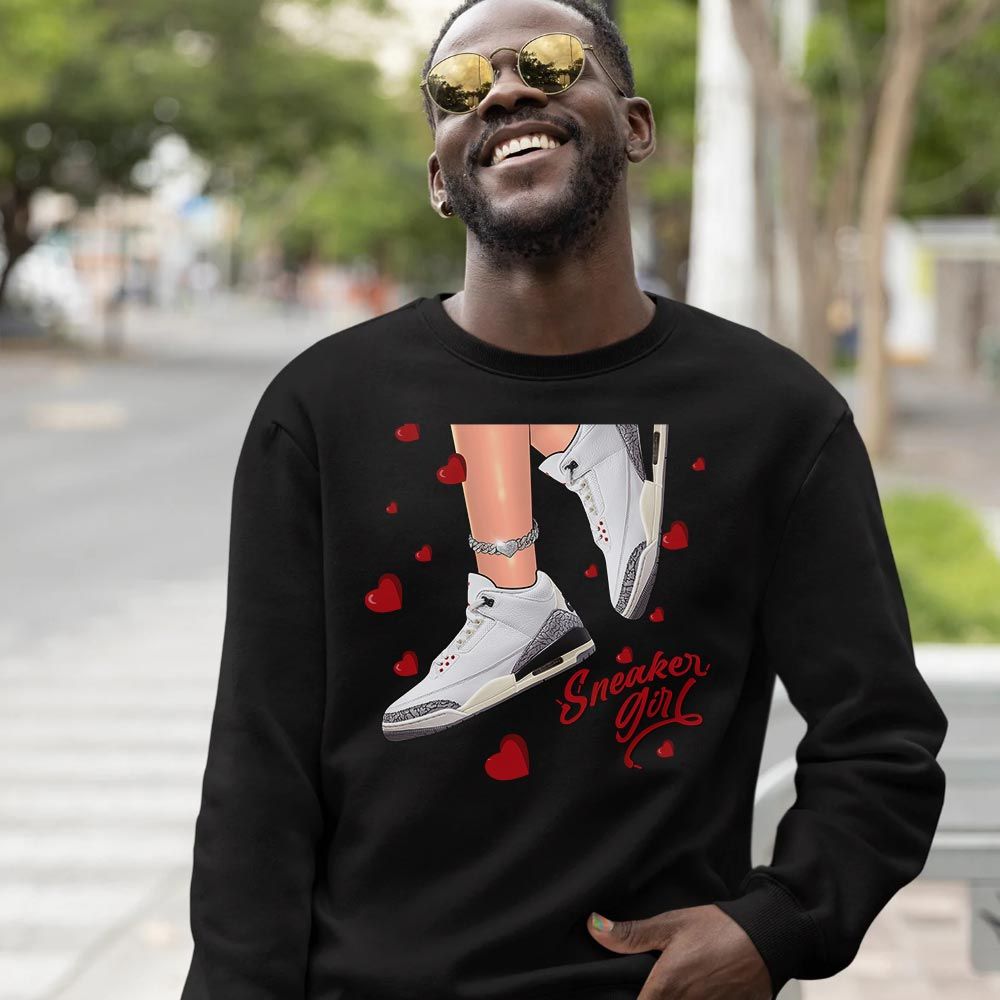 SNEAKER Girl Heart Sneaker Shirt Match White Cement 3s, Jordan Retro 3 White Cement MKO T-Shirt SNEAKER Girl Heart Sneaker Shirt Match White Cement 3s, Jordan Retro 3 White Cement MKO T-Shirt