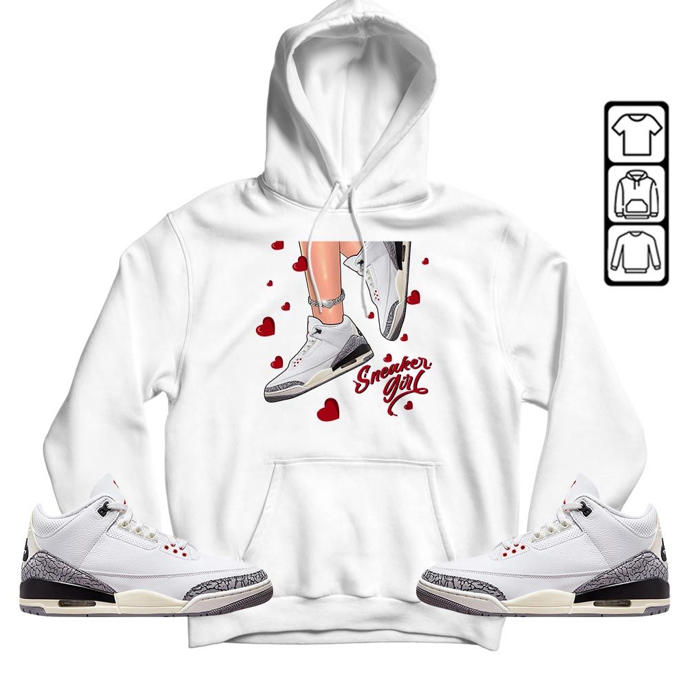 SNEAKER Girl Heart Sneaker Shirt Match White Cement 3s, Jordan Retro 3 White Cement MKO T-Shirt SNEAKER Girl Heart Sneaker Shirt Match White Cement 3s, Jordan Retro 3 White Cement MKO T-Shirt