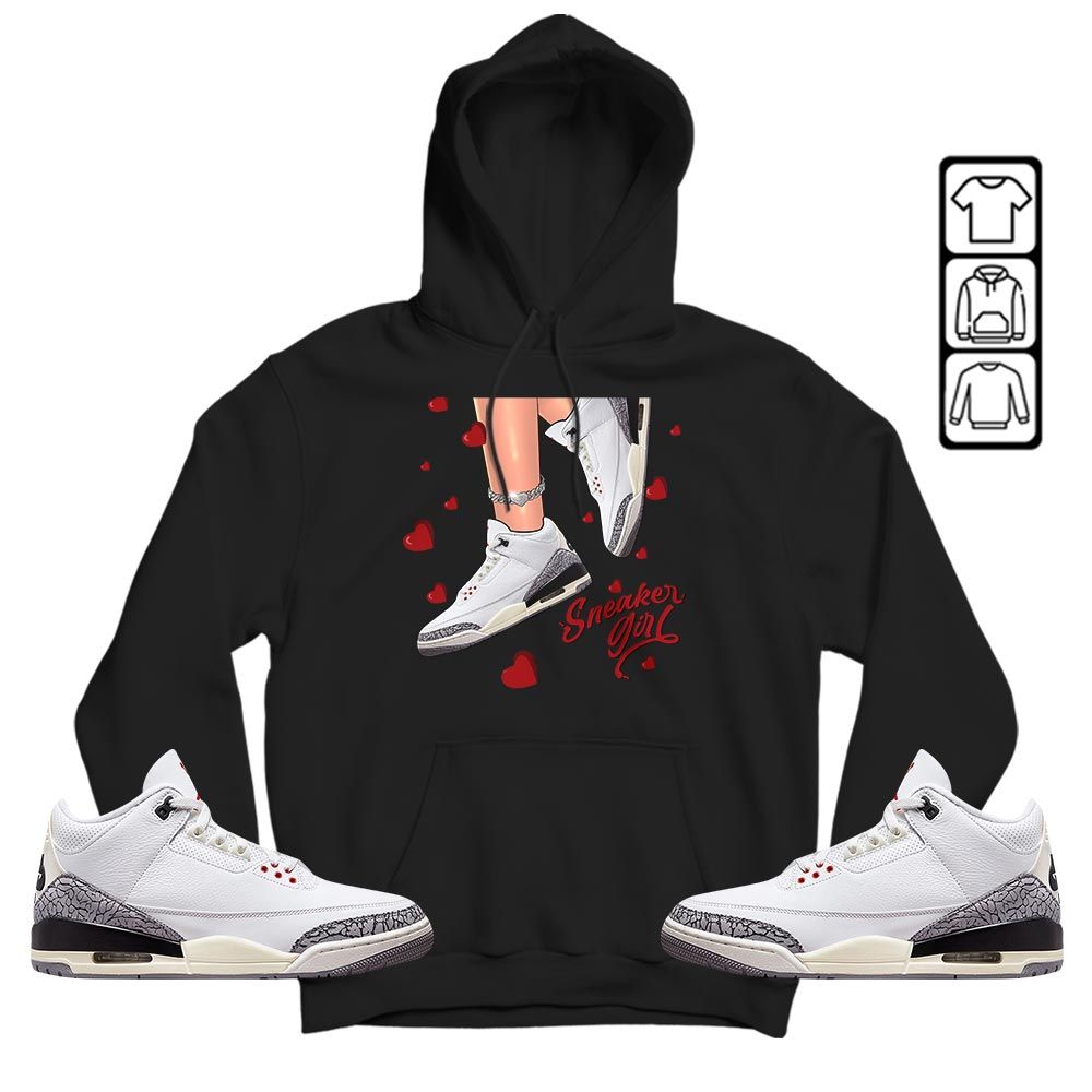 SNEAKER Girl Heart Sneaker Shirt Match White Cement 3s, Jordan Retro 3 White Cement MKO T-Shirt SNEAKER Girl Heart Sneaker Shirt Match White Cement 3s, Jordan Retro 3 White Cement MKO T-Shirt