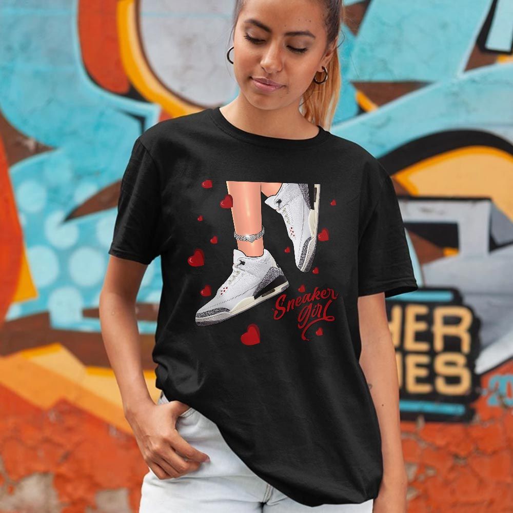 SNEAKER Girl Heart Sneaker Shirt Match White Cement 3s, Jordan Retro 3 White Cement MKO T-Shirt SNEAKER Girl Heart Sneaker Shirt Match White Cement 3s, Jordan Retro 3 White Cement MKO T-Shirt