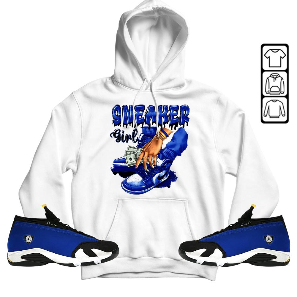 SNEAKER Girl Money Drip Sneaker Shirt Match 2023 Blue Laney 14s, Jordan 14 Laney MKO T-Shirt