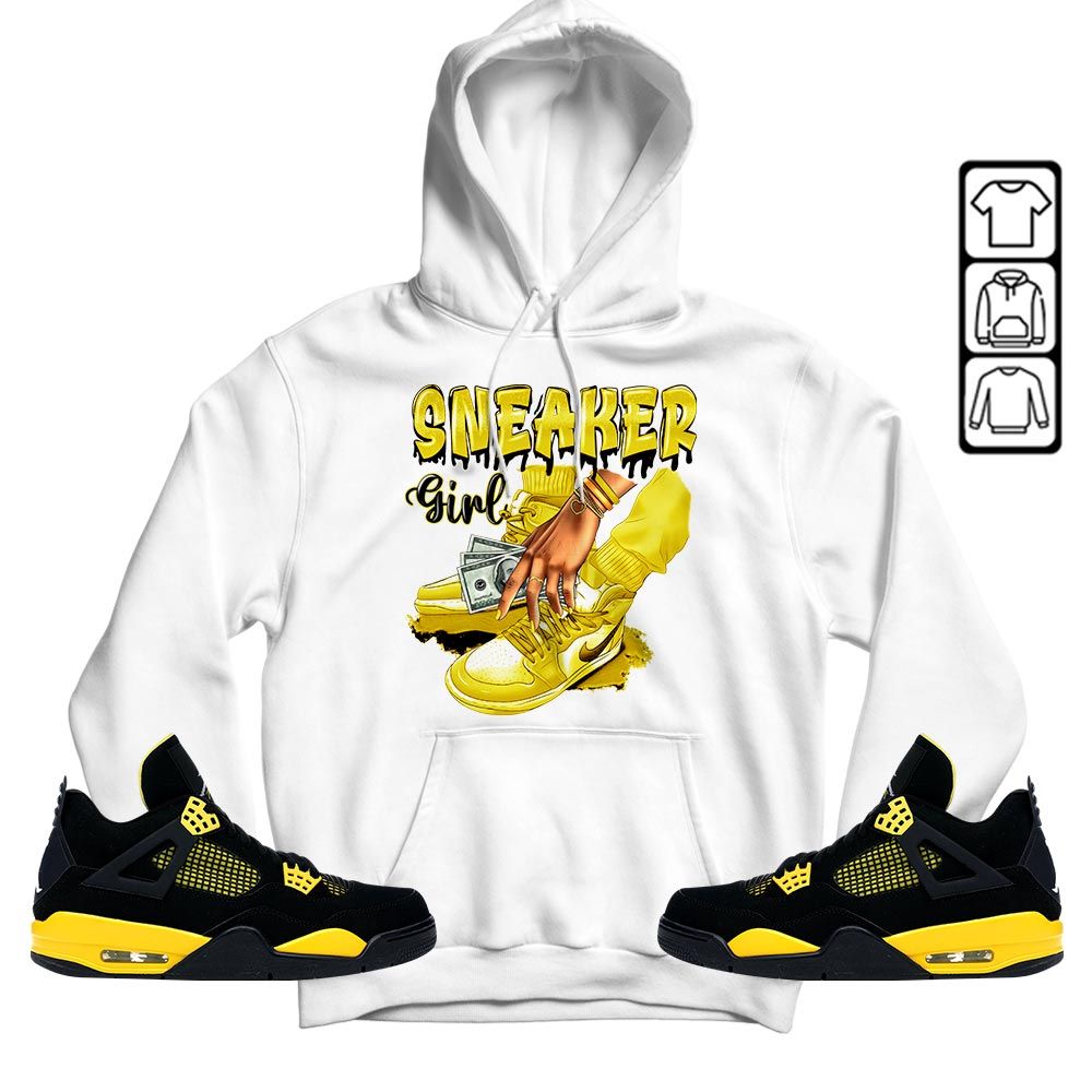 SNEAKER Girl Money Drip Sneaker Shirt Match 2023 Thunder 4s, Jordan Retro 4 Thunder MKO Hoodie SNEAKER Girl Money Drip Sneaker Shirt Match 2023 Thunder 4s, Jordan Retro 4 Thunder MKO Hoodie