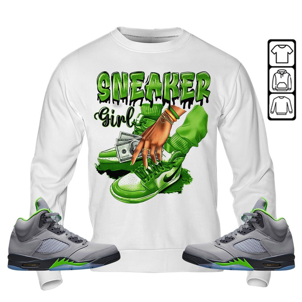 SNEAKER Girl Money Drip Sneaker Shirt Match Green Bean 5s, Jordan 5 Retro Green Bean MKO T-Shirt SNEAKER Girl Money Drip Sneaker Shirt Match Green Bean 5s, Jordan 5 Retro Green Bean MKO T-Shirt
