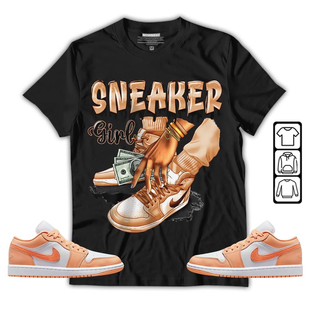 SNEAKER Girl Money Drip Sneaker Shirt Match Sunset Haze 1s, Jordan 1 Low Sunset Haze MKO T-Shirt SNEAKER Girl Money Drip Sneaker Shirt Match Sunset Haze 1s, Jordan 1 Low Sunset Haze MKO T-Shirt