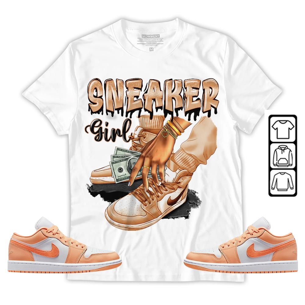 SNEAKER Girl Money Drip Sneaker Shirt Match Sunset Haze 1s, Jordan 1 Low Sunset Haze MKO T-Shirt SNEAKER Girl Money Drip Sneaker Shirt Match Sunset Haze 1s, Jordan 1 Low Sunset Haze MKO T-Shirt