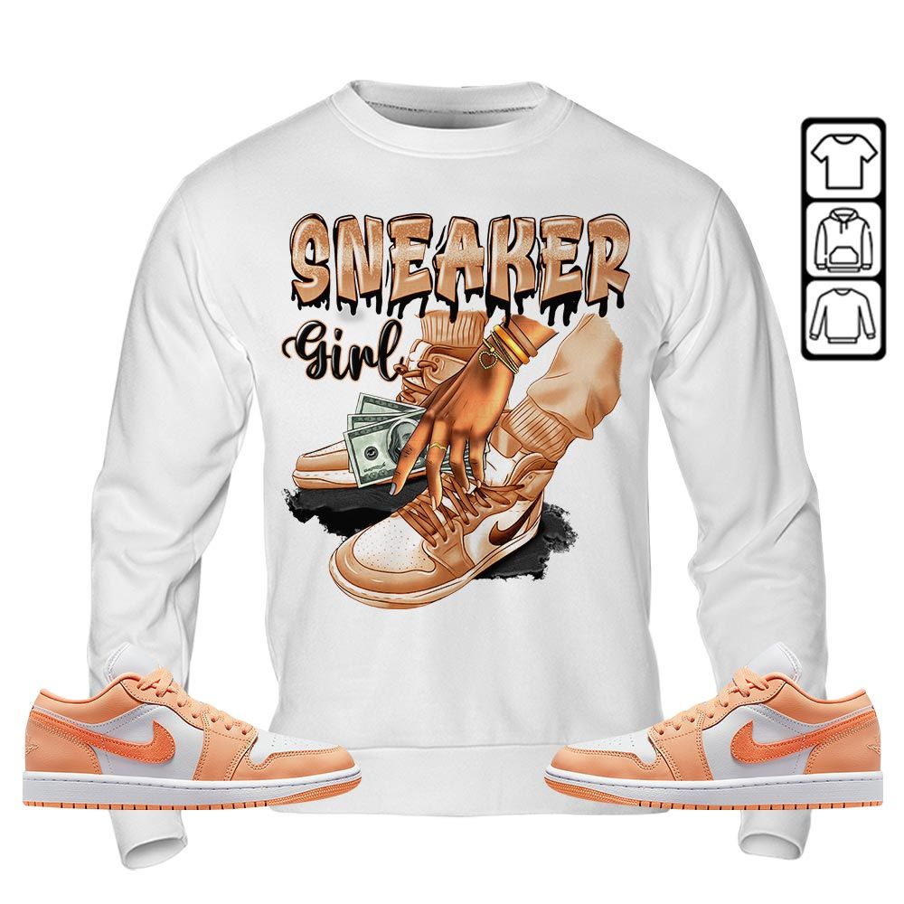 SNEAKER Girl Money Drip Sneaker Shirt Match Sunset Haze 1s, Jordan 1 Low Sunset Haze MKO T-Shirt SNEAKER Girl Money Drip Sneaker Shirt Match Sunset Haze 1s, Jordan 1 Low Sunset Haze MKO T-Shirt