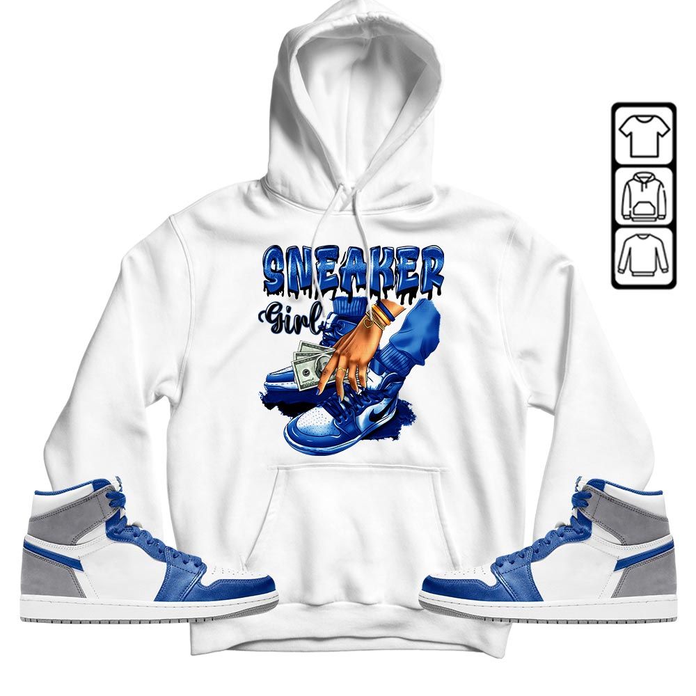 SNEAKER Girl Money Drip Sneaker Shirt Match True Blue 1s, Jordan 1 High OG True Blue MKO T-Shirt