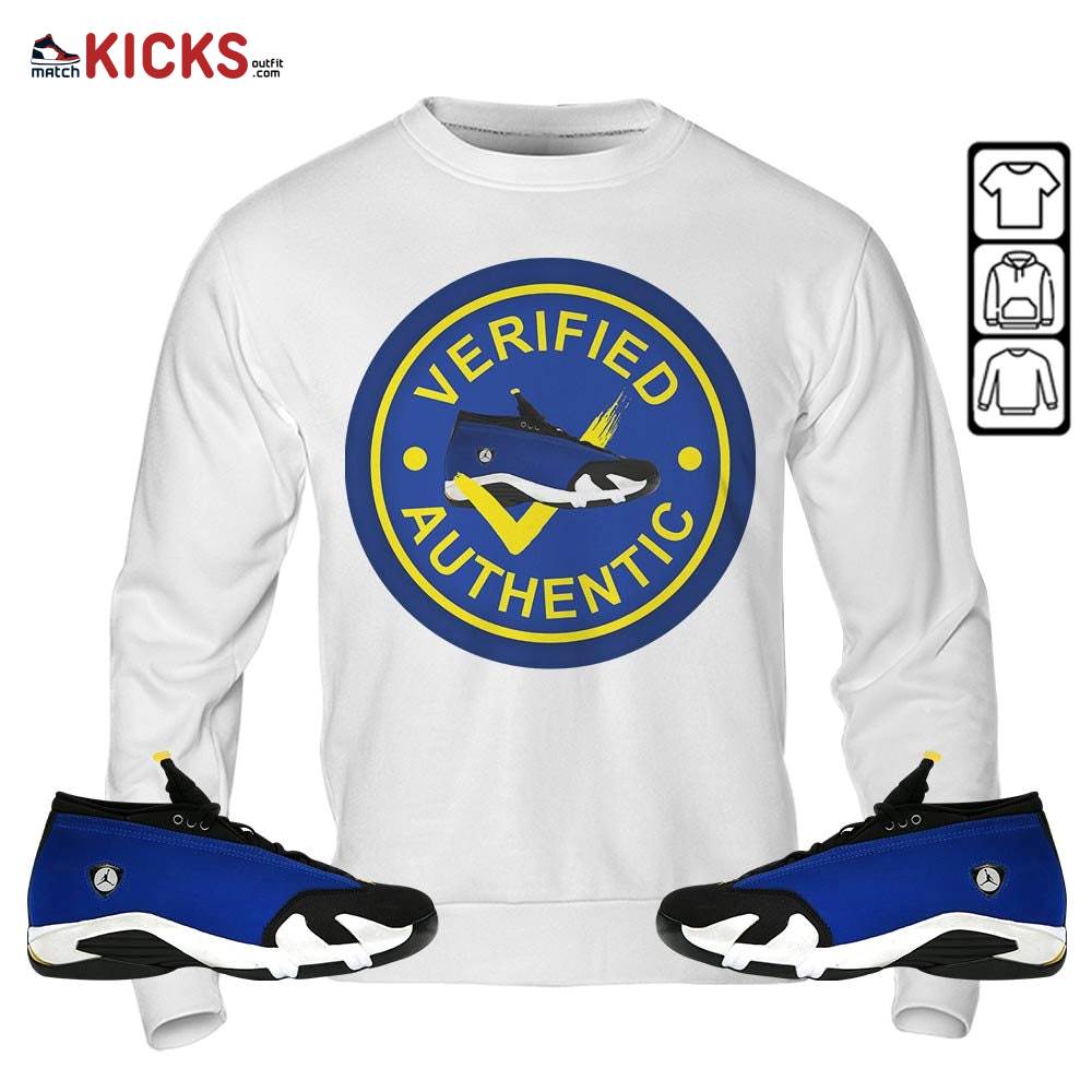 Sneaker Shirt Match 2023 Blue Laney 14s, Jordan 14 Laney MKO Sweatshirt