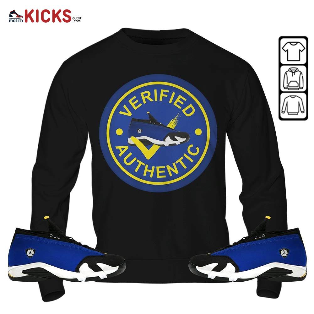 Sneaker Shirt Match 2023 Blue Laney 14s, Jordan 14 Laney MKO Sweatshirt