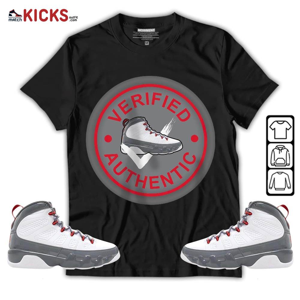 Sneaker Shirt Match Grey Fire Red 9s, Jordan 9 Retro Fire Red MKO T-Shirt