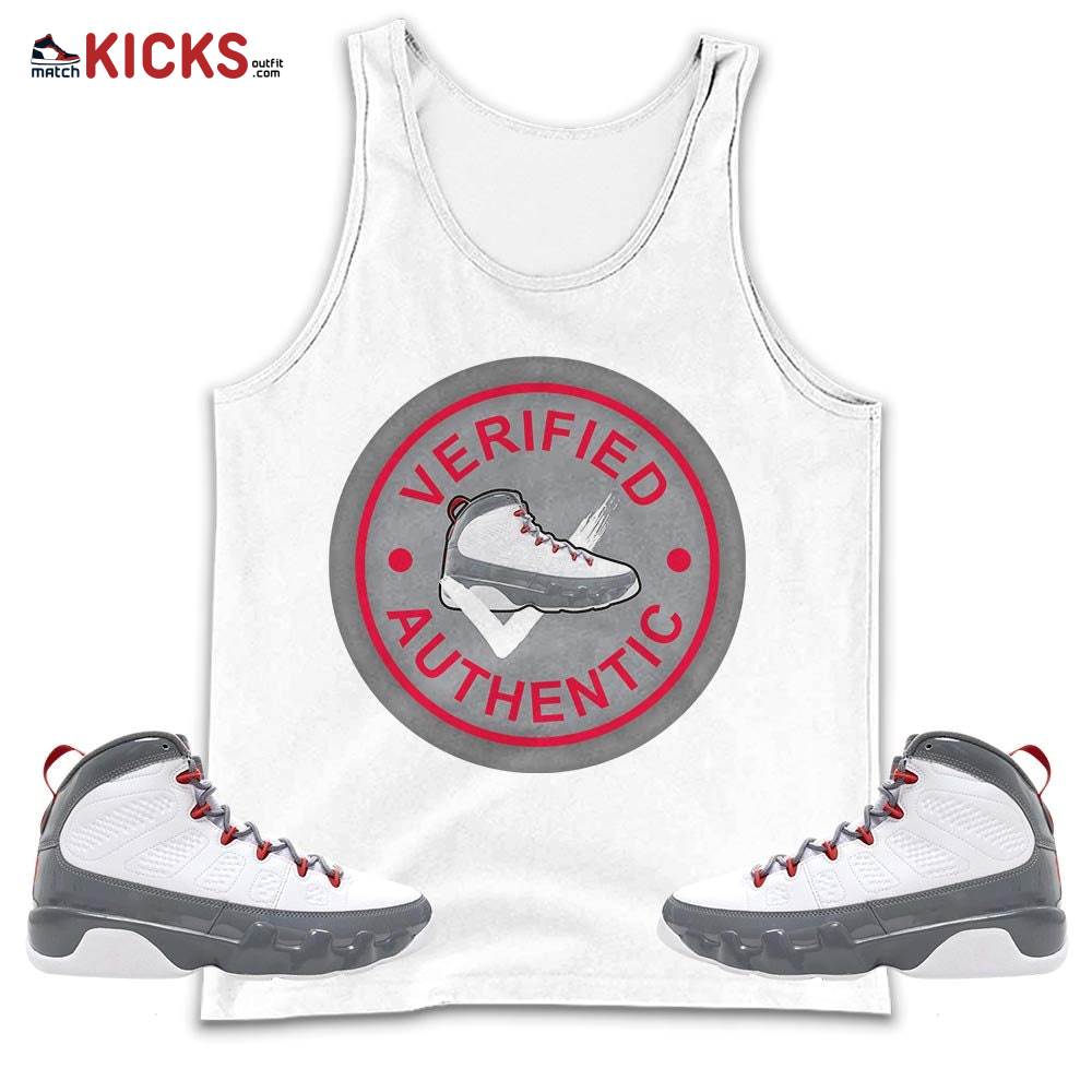 Sneaker Shirt Match Grey Fire Red 9s, Jordan 9 Retro Fire Red MKO Tank Top