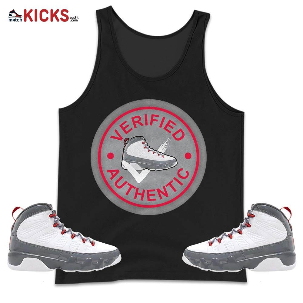 Sneaker Shirt Match Grey Fire Red 9s, Jordan 9 Retro Fire Red MKO Tank Top