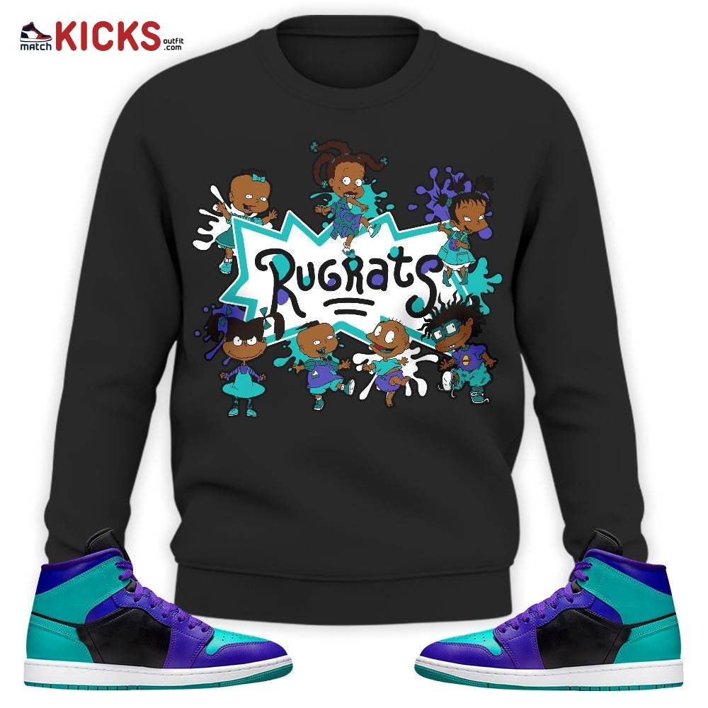 Sneaker Shirt Match Jordan 1 Mid Black Grape – Funny Rugrats 90s Kids Melanin – Black Grape 1s MKO Sweatshirt