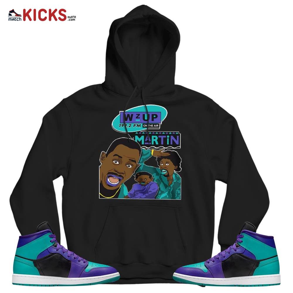Sneaker Shirt Match Jordan 1 Mid Black Grape – Martin Tv 90s Melanin Got Em – Black Grape 1s MKO Hoodie
