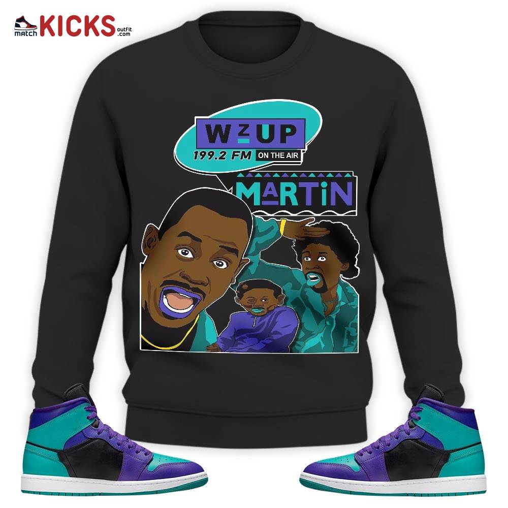 Sneaker Shirt Match Jordan 1 Mid Black Grape – Martin Tv 90s Melanin Got Em – Black Grape 1s MKO Sweatshirt