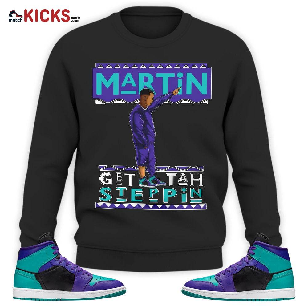 Sneaker Shirt Match Jordan 1 Mid Black Grape – Martin Tv Got Em – Black Grape 1s MKO Sweatshirt