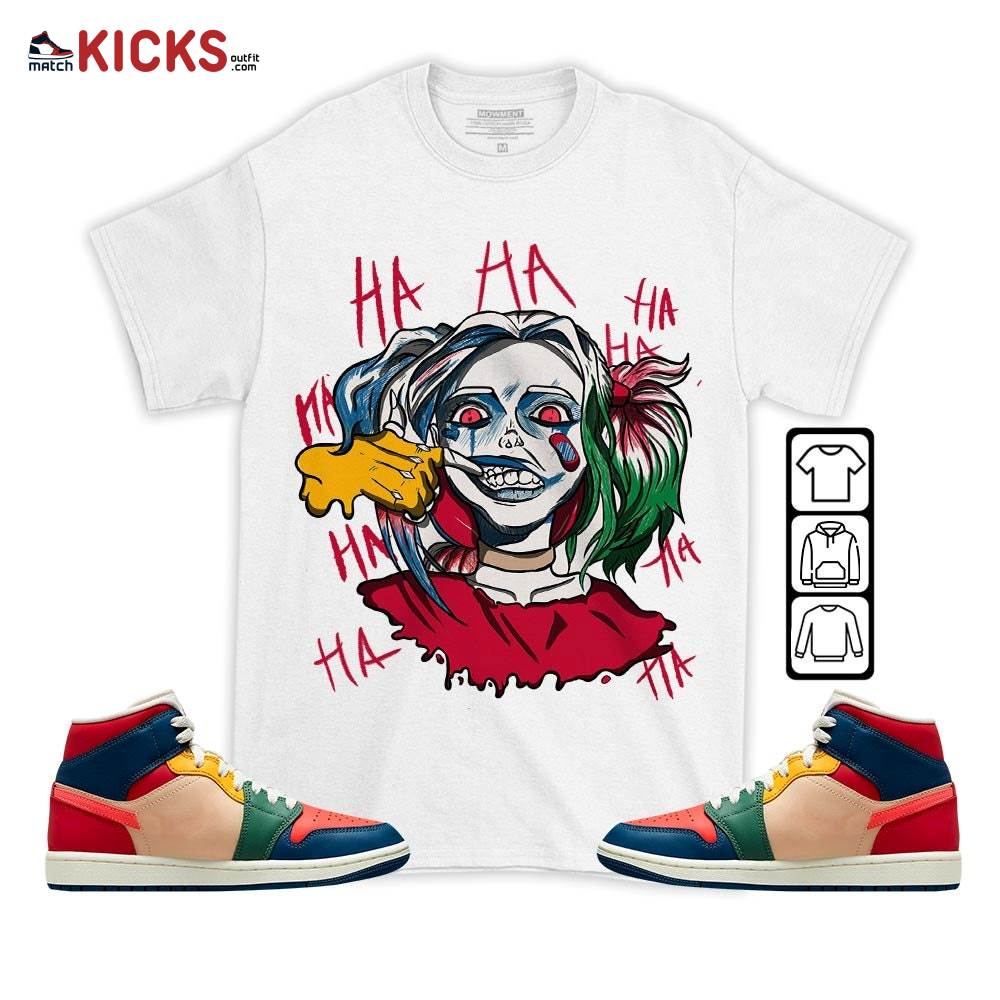 Sneaker Shirt Match Jordan 1 Mid Multi Color 2022 – Harley Quinn – Multi Color 2022 1s MKO T-Shirt Sneaker Shirt Match Jordan 1 Mid Multi Color 2022 – Harley Quinn – Multi Color 2022 1s MKO T-Shirt