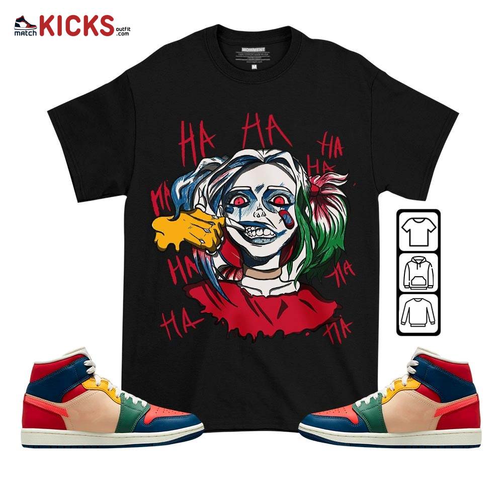 Sneaker Shirt Match Jordan 1 Mid Multi Color 2022 – Harley Quinn – Multi Color 2022 1s MKO T-Shirt