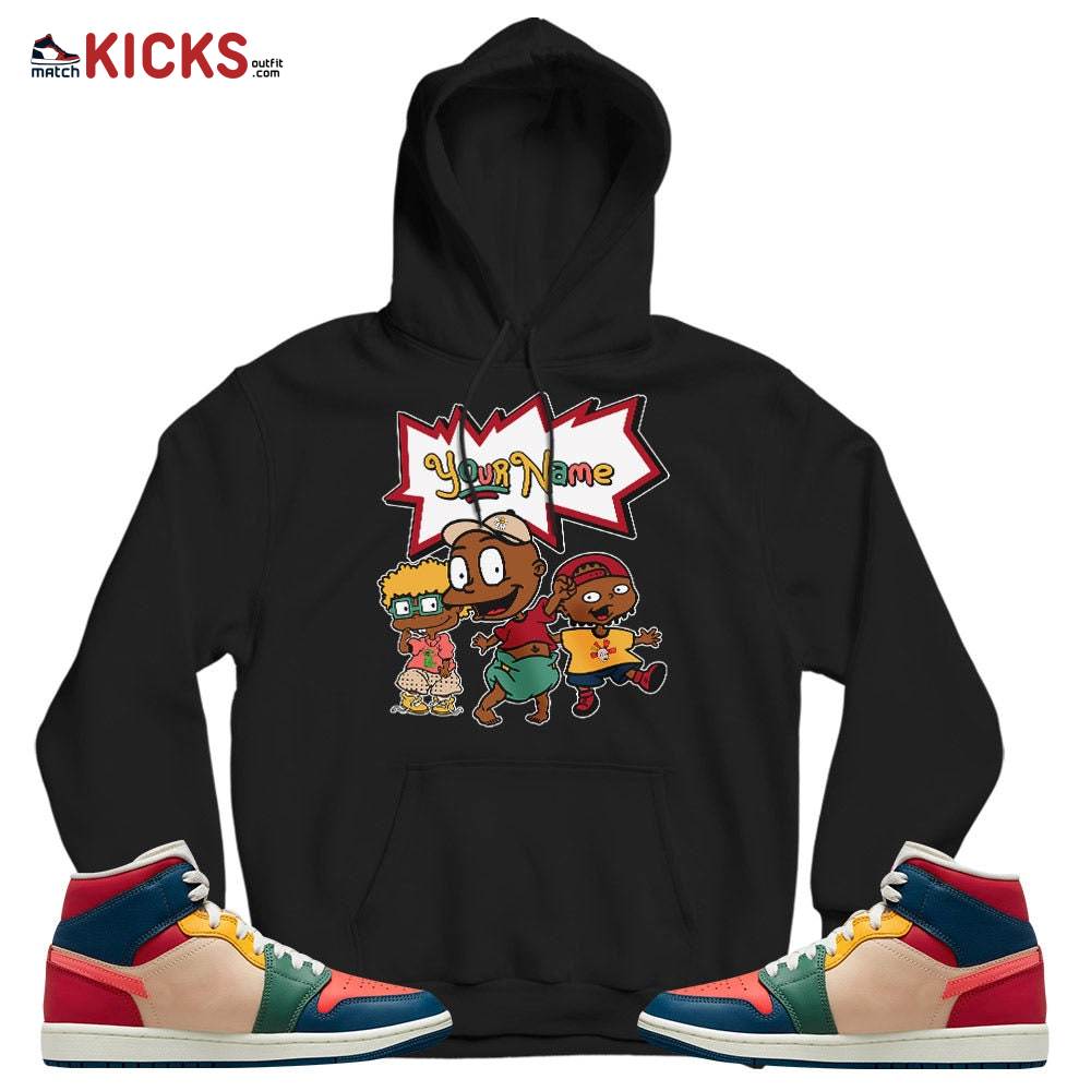 Sneaker Shirt Match Jordan 1 Mid Multi Color 2022 – Melanin Rugrats Custome Your Name Kid – Multi Color 2022 1s MKO Hoodie