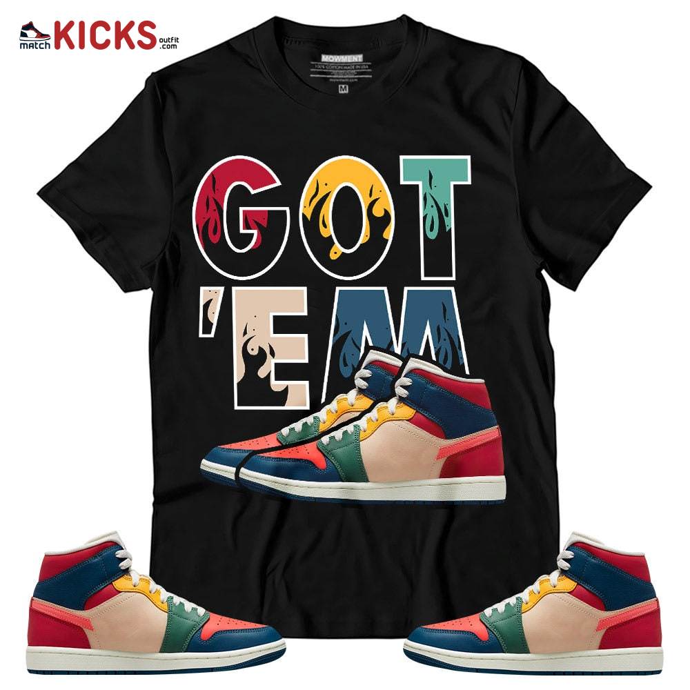 Sneaker Shirt Match Jordan 1 Mid Multi Color 2022 – Shoes Got Em Drip – Multi Color 2022 1s MKO T-Shirt