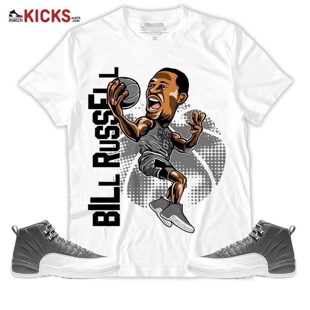 Sneaker Shirt Match Jordan 12 Retro Stealth – Basketball Memories Rip Bill Russell – Retro Stealth 12s MKO T-Shirt