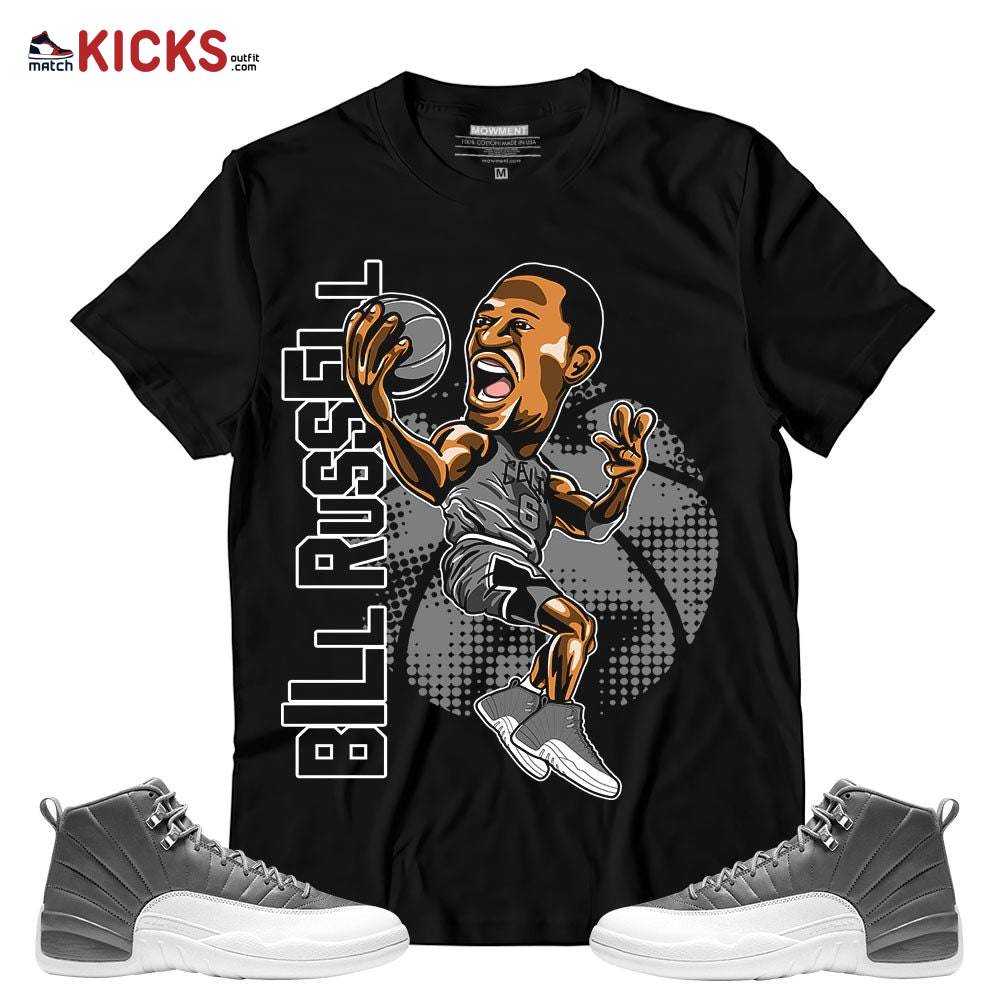 Sneaker Shirt Match Jordan 12 Retro Stealth – Basketball Memories Rip Bill Russell – Retro Stealth 12s MKO T-Shirt
