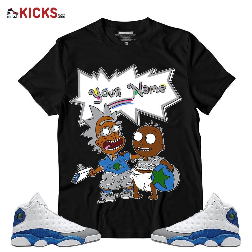 Sneaker Shirt Match Jordan 13 French Blue – Custom Name Rich And Drip Rugrats 90s – French Blue 13s MKO T-Shirt